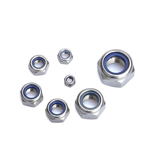 304 Stainless Steel Hex Hexagon Insert Lock Nut Self Locking Nut Locknut M2 M2.5 M3 M4 M5 M6 M8 M10 M12 M16 CZAOINCU(M2 50pcs) von CZAOINCU