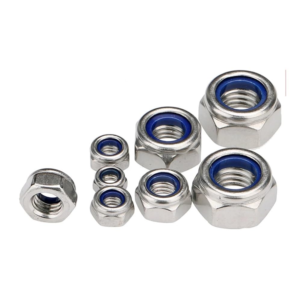 DIN985 M2 M2.5 M3 M4 M5 M6 M8 M10 M12 M14 M16 M20 304 Stainless Steel Hex Hexagon Lock Nuts CZAOINCU(M3 x 50pieces) von CZAOINCU