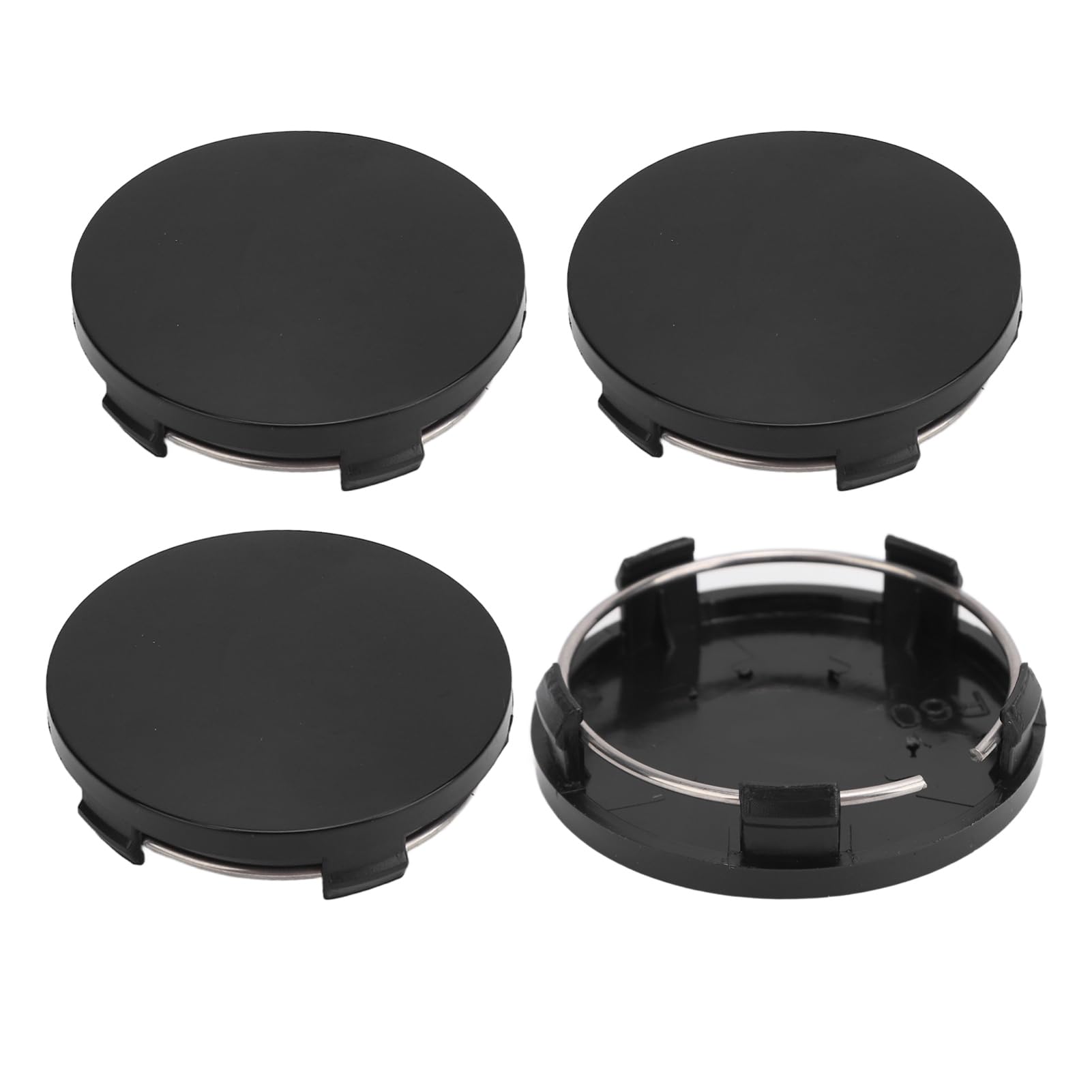 4PCS 60mm Auto Rad Mitte Nabe Kappe mit Eisen Ring Stilvolle Rad Reifen Mitte Felge Nabe Abdeckung Universal für Fahrzeug (Schwarz) von CaCaCook