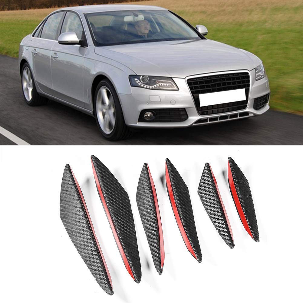 Universal Bumper Canard, 6 Stücke Carbon Fiber Texture Auto Stoßstange Fin Canard Splitter Diffusor Wertigkeit Spoiler Lippe von CaCaCook