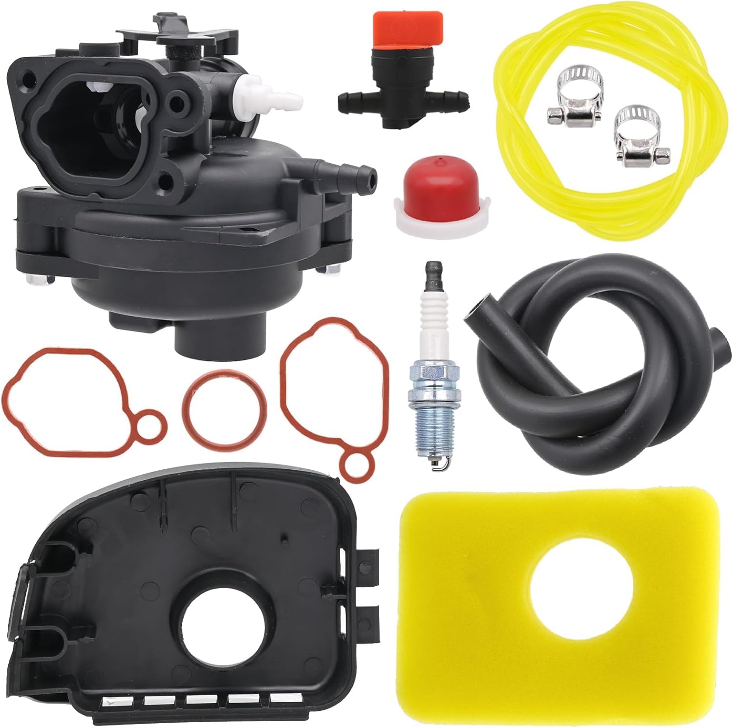 Caalii 799583 593261 Vergaser-Kits für B&S 595656 591979 591160 08P502 8P502 09P602 9P602 300E 450E 500E 550EX Serie Motoren mit 799577 9 Filter 59 5660 Abdeckung von Caalii