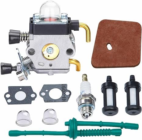 Caalii FS55 Vergaser, Easy-Start FS 55 Vergaser mit Umbau-Kit, Premium FS55R FS45 FS38 HL45 Vergaser für Zama Stihl Saitenschere Unkrautfresser Teile mit Kraftstoffleitungs-Kit von Caalii