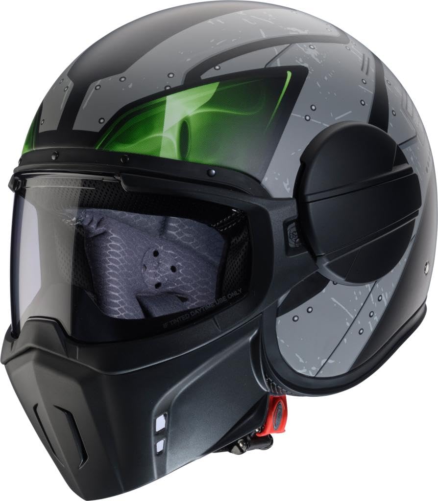 CABERG HELMET JET GHOST X VYRUS MATT BLACK/GREY/GREEN FLUO S von Caberg