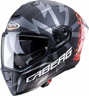 Caberg Drift Evo Storm, Integralhelm - Matt Schwarz/Grau/Neon-Rot - M von Caberg