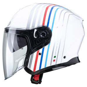 Caberg Flyon Bakari Jethelm Weiss Silber Rot Blau von Caberg