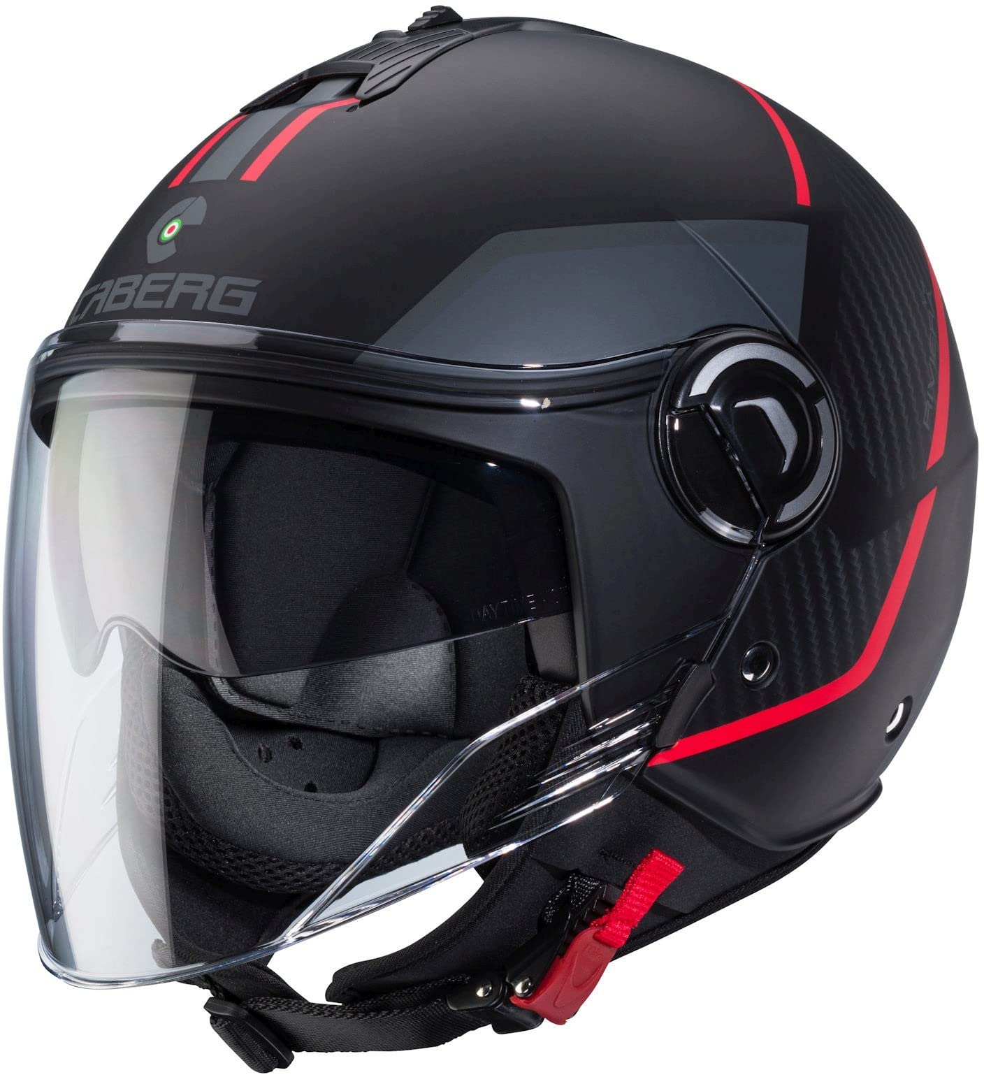 Caberg Riviera V4 X Geo Jethelm (Black Matt/Red,S (55/56)) von Caberg