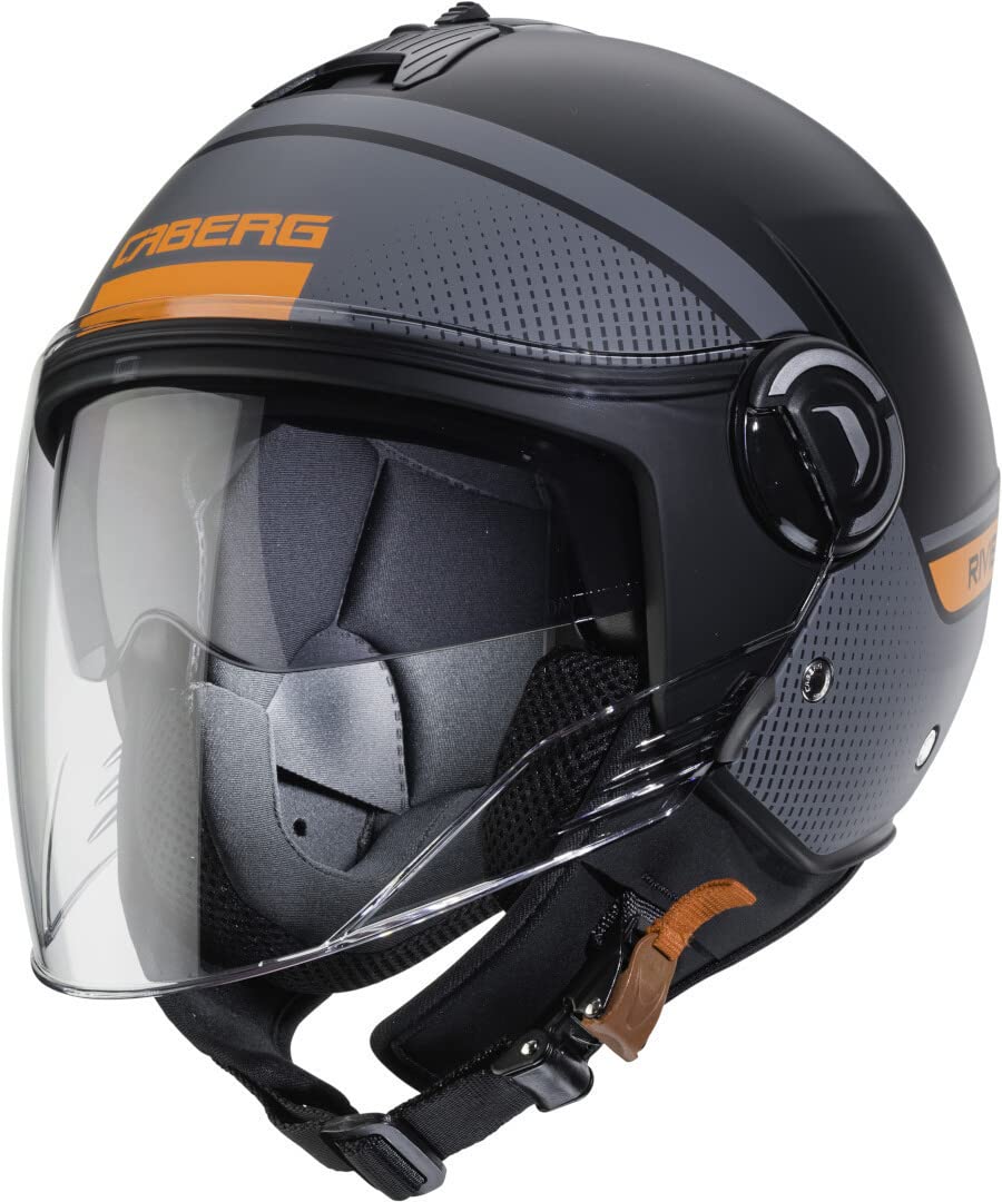 Caberg Unisex – Erwachsene Riviera V4 Elite Jethelm, Matt Black/Anthracite/Neonorange, XS von Caberg