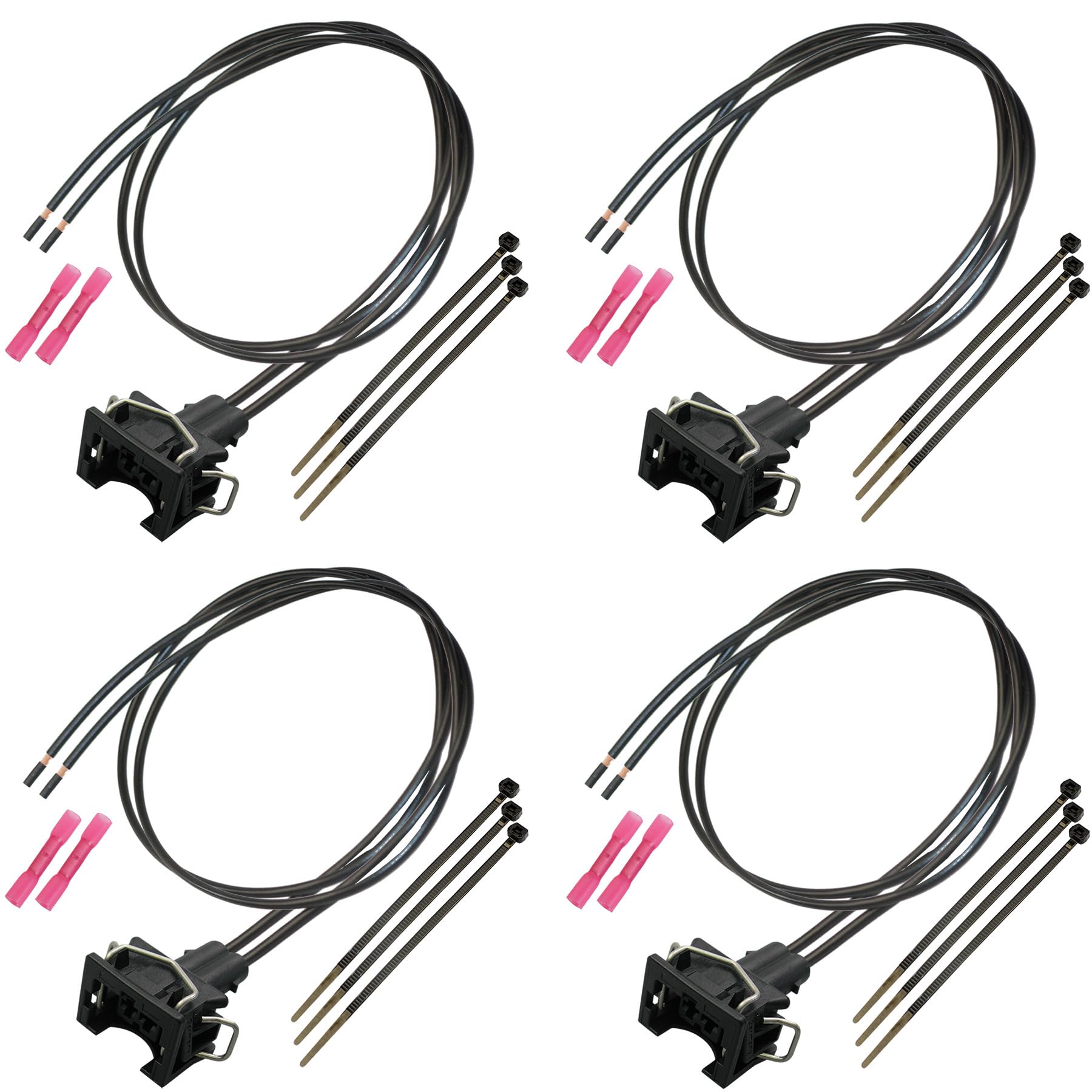 4X Reparatursatz Kabelsatz 2-polig JPT Stecker kompatibel zu VW 037906240 und kompatibel zu Bosch EV1 Einspritzventil von Cable Solution