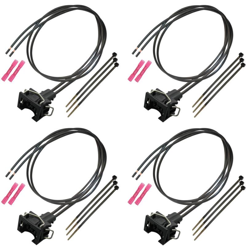 4X Reparatursatz Kabelsatz 2-polig JPT Stecker kompatibel zu VW 037906240 und kompatibel zu Bosch EV1 Einspritzventil von Cable Solution