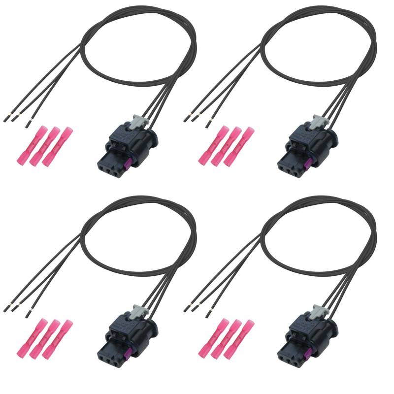 4X Reparatursatz Kabelsatz Buchse 3-polig 4F0973703 z.B. für PDC, Park Distance Control, Parksensor, kompatibel zu VW von Cable Solution