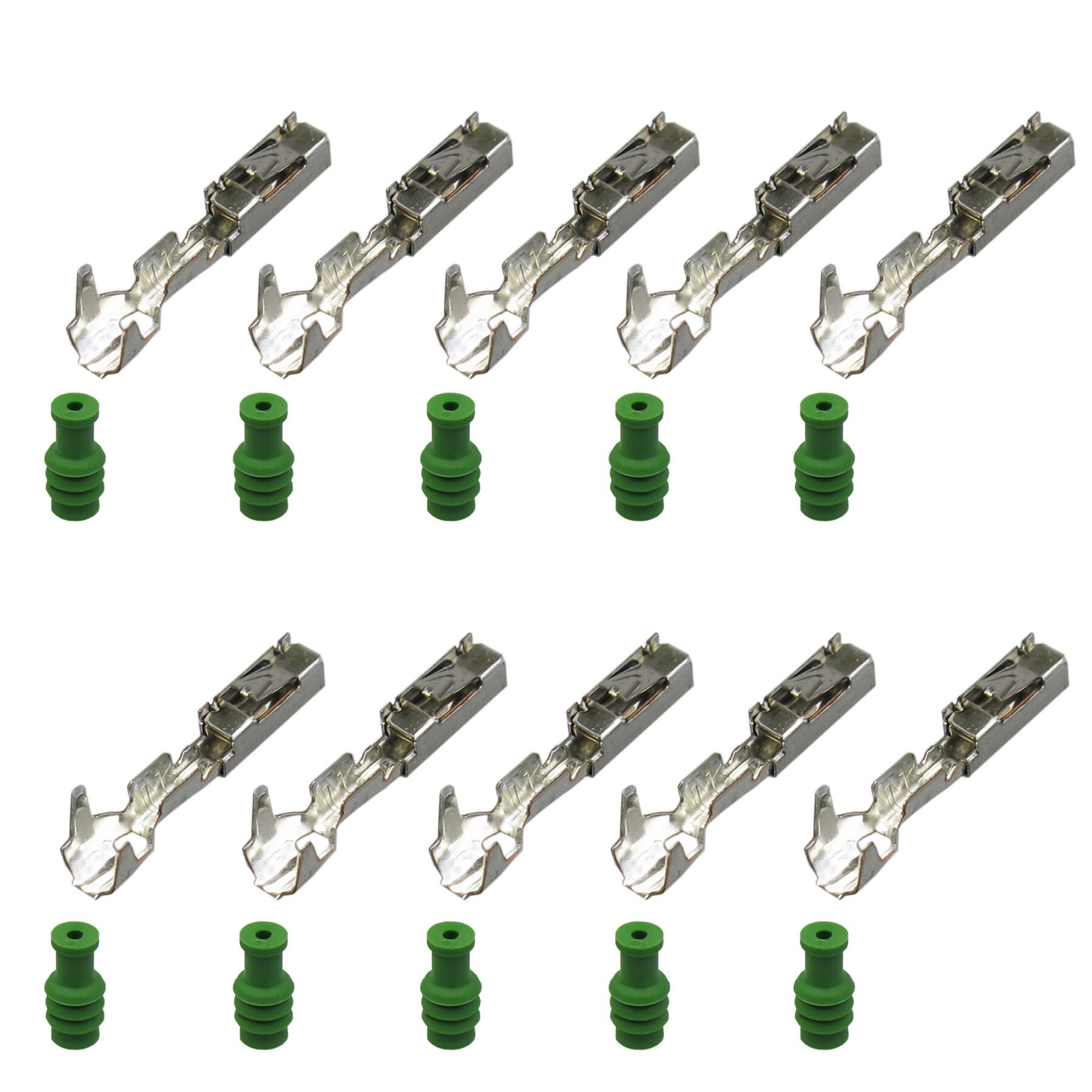 Set 10x MQS Quadlok Buchse Stecker Crimp Terminal Kontakt PIN 0,25mm²-0,35mm², Seal grün kompatibel mit VW, BMW von Cable Solution