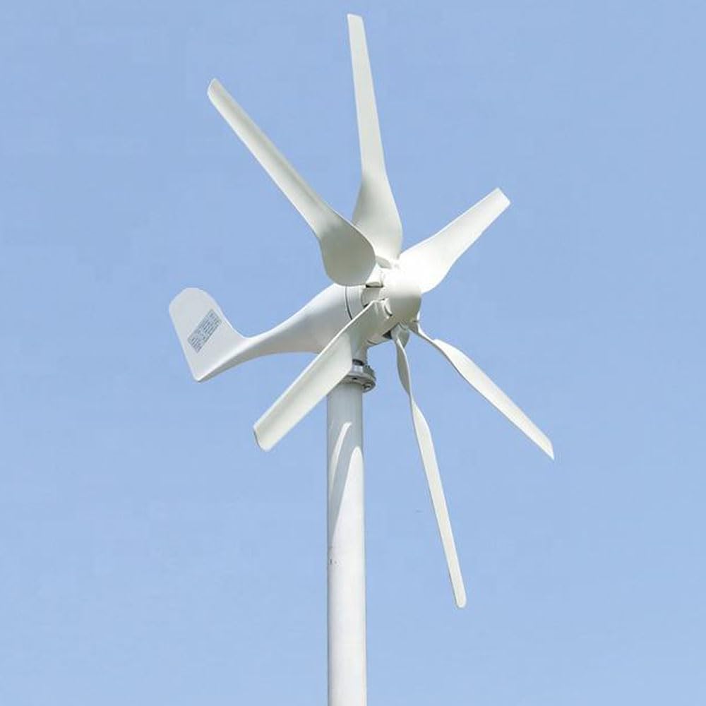 Windkraftanlage 800W mit MPPT Laderegler, 3-Phasen AC Horizontale Windturbine, 6-Blatt Windmühle für Haus & Bauernhof 12V 24V 48V (12, Volt) von Cadinor