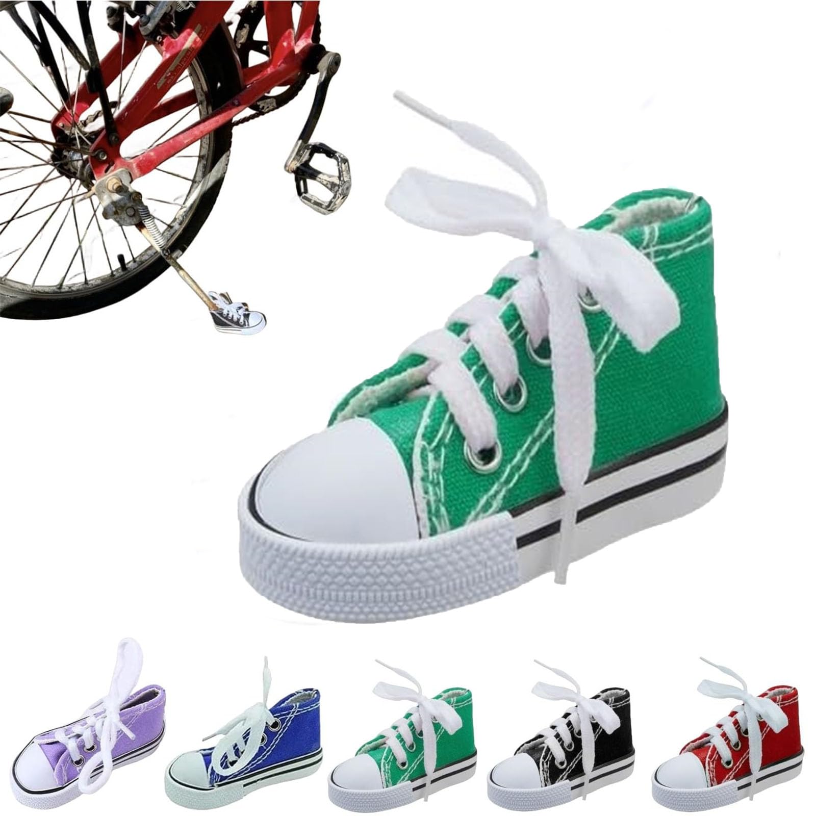 Caduola Personalisierte Motorrad-Fußstütze, kleiner Schuh, Motorrad-Seitenständer, Kickstand-Verlängerungspolster, 1 x Motorradständer, niedliche Mini-Leinwandschuhe, Seitenständer (Green) von Caduola