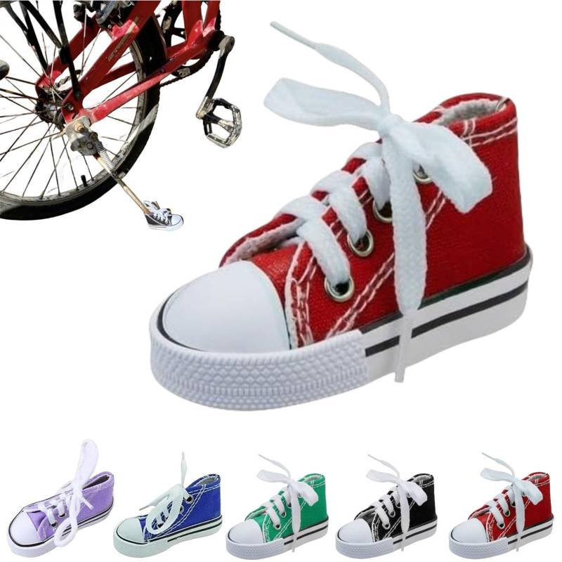 Caduola Personalisierte Motorrad-Fußstütze, kleiner Schuh, Motorrad-Seitenständer, Kickstand-Verlängerungspolster, 1 x Motorradständer, niedliche Mini-Leinwandschuhe, Seitenständer (Red) von Caduola