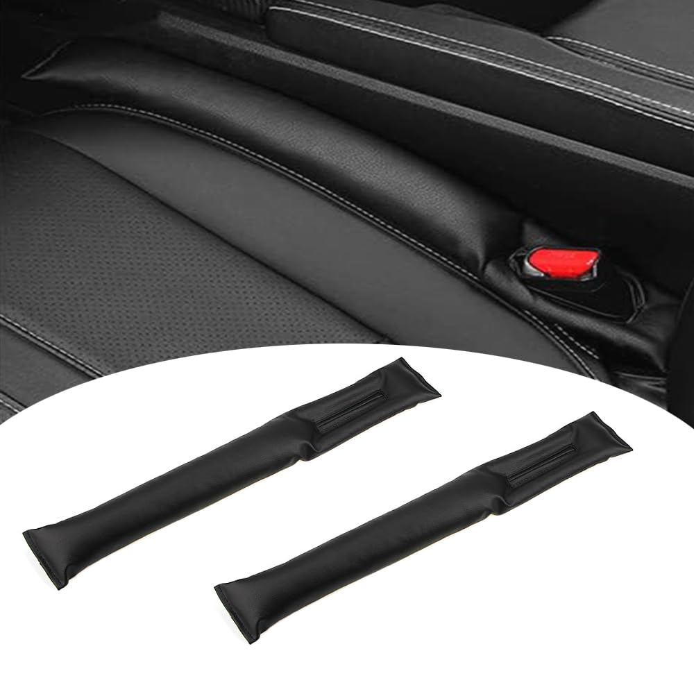 2 Stück Pu-Kunstleder-Autositz-Lückenfüller, Autositz Gap Stopper, Sitzlückenfüller fürs Auto, Universal Sitzlückenfüller, PU Leder Sitzlückenfüller, für die Meisten Modelle von Autos (Schwarz) von CaiYuanGJ