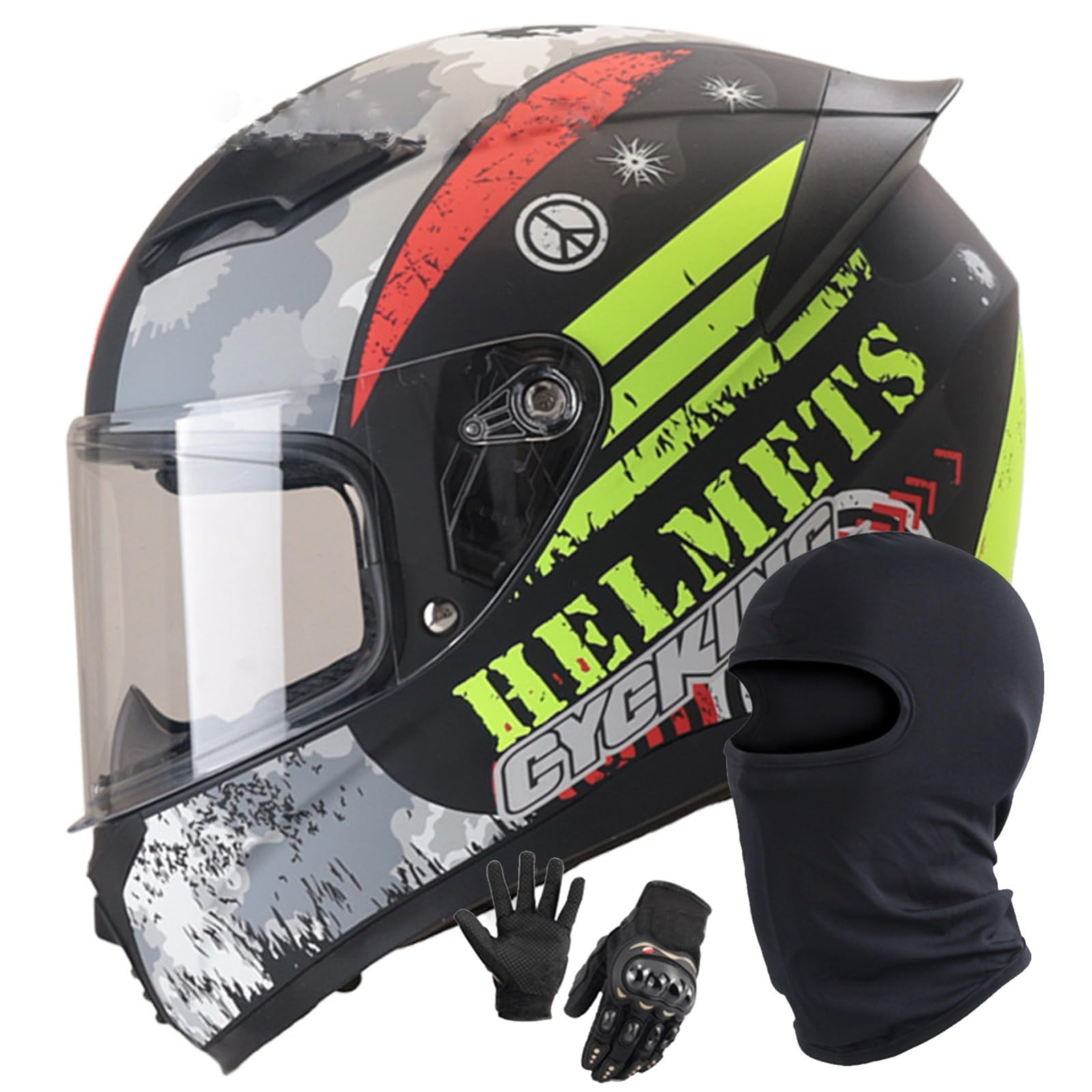 Integralhelme Für Motorradfahrer Mit Visier Leichte Motorradhelme Integral Motorradhelm Modische Integralhelme DOT/ECE-Zugelassener Motorrad Helm A,XXL/61-63CM von Caimcie