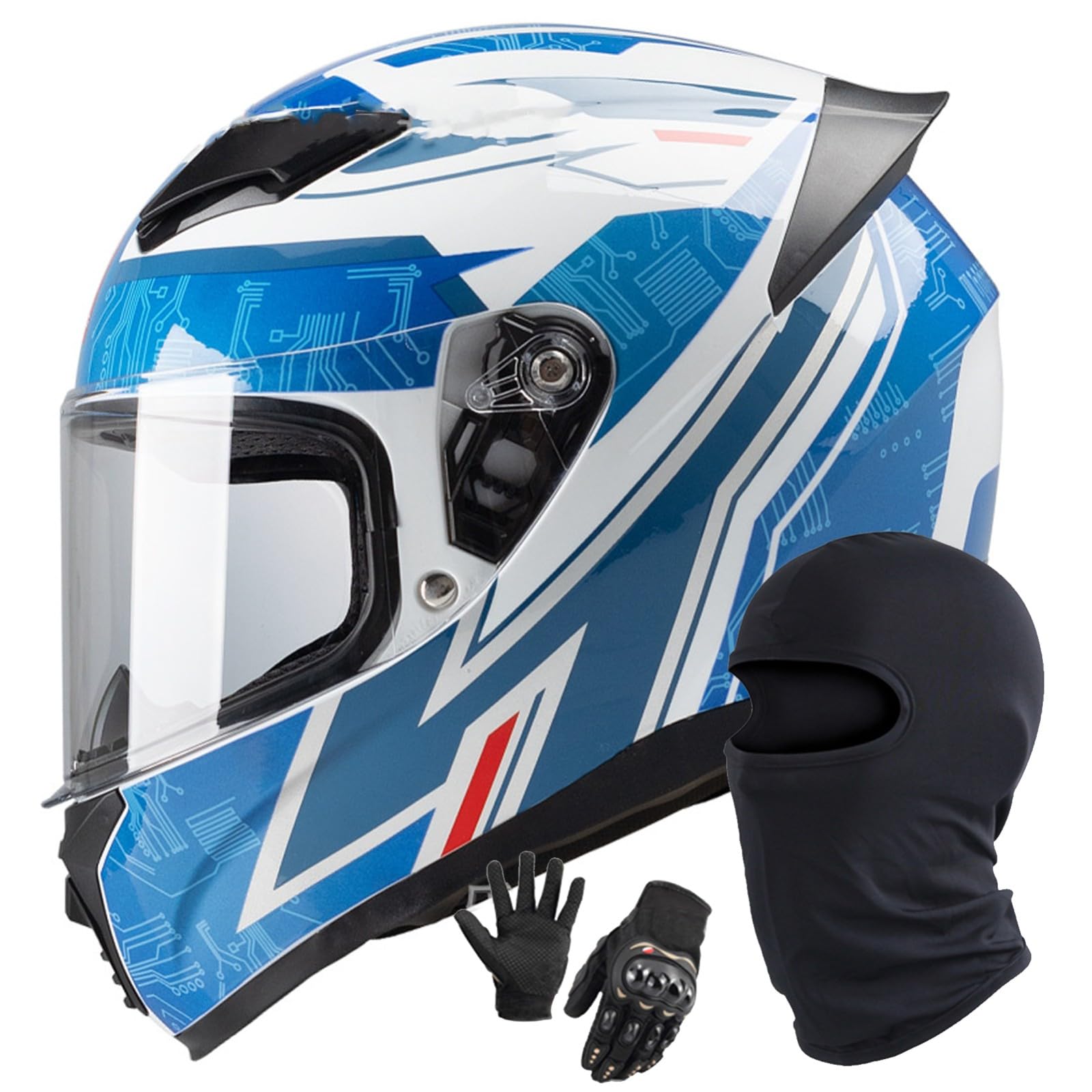 Integralhelme Für Motorradfahrer Mit Visier Leichte Motorradhelme Integral Motorradhelm Modische Integralhelme DOT/ECE-Zugelassener Motorrad Helm H,L/57-58CM von Caimcie