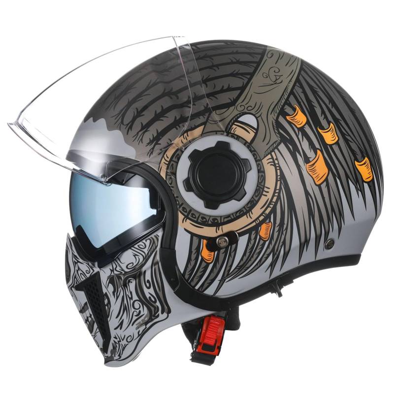 Integriert Motorradhelm DOT/ECE Genehmigt Integralhelm Motorradhelm Motorrad Integralhelm Für Frauen Männer Modularer Motocross Helm I,L/55-58CM von Caimcie