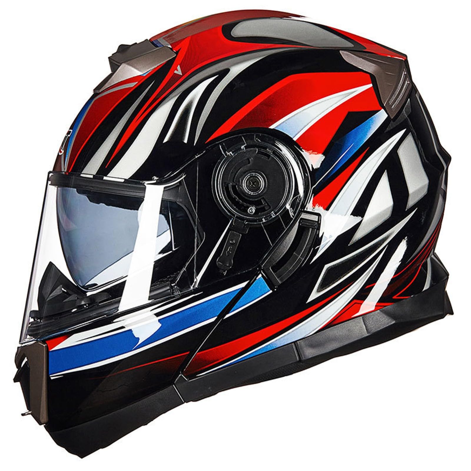 Integrierter Modularer Motorradhelm Mit Klappfront, Modularer Motorrad-Crashhelm, DOT/ECE-Zugelassener Motorradhelm Mit Klappfront Und Doppelvisier Für Männer Und Frauen E,S/55-56CM von Caimcie