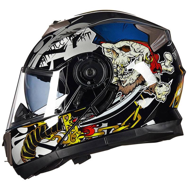 Integrierter Modularer Motorradhelm Mit Klappfront, Modularer Motorrad-Crashhelm, DOT/ECE-Zugelassener Motorradhelm Mit Klappfront Und Doppelvisier Für Männer Und Frauen G,S/55-56CM von Caimcie