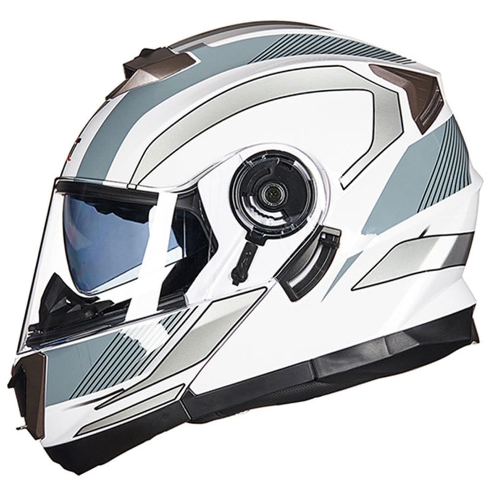 Integrierter Modularer Motorradhelm Mit Klappfront, Modularer Motorrad-Crashhelm, DOT/ECE-Zugelassener Motorradhelm Mit Klappfront Und Doppelvisier Für Männer Und Frauen H,XS/53-54CM von Caimcie