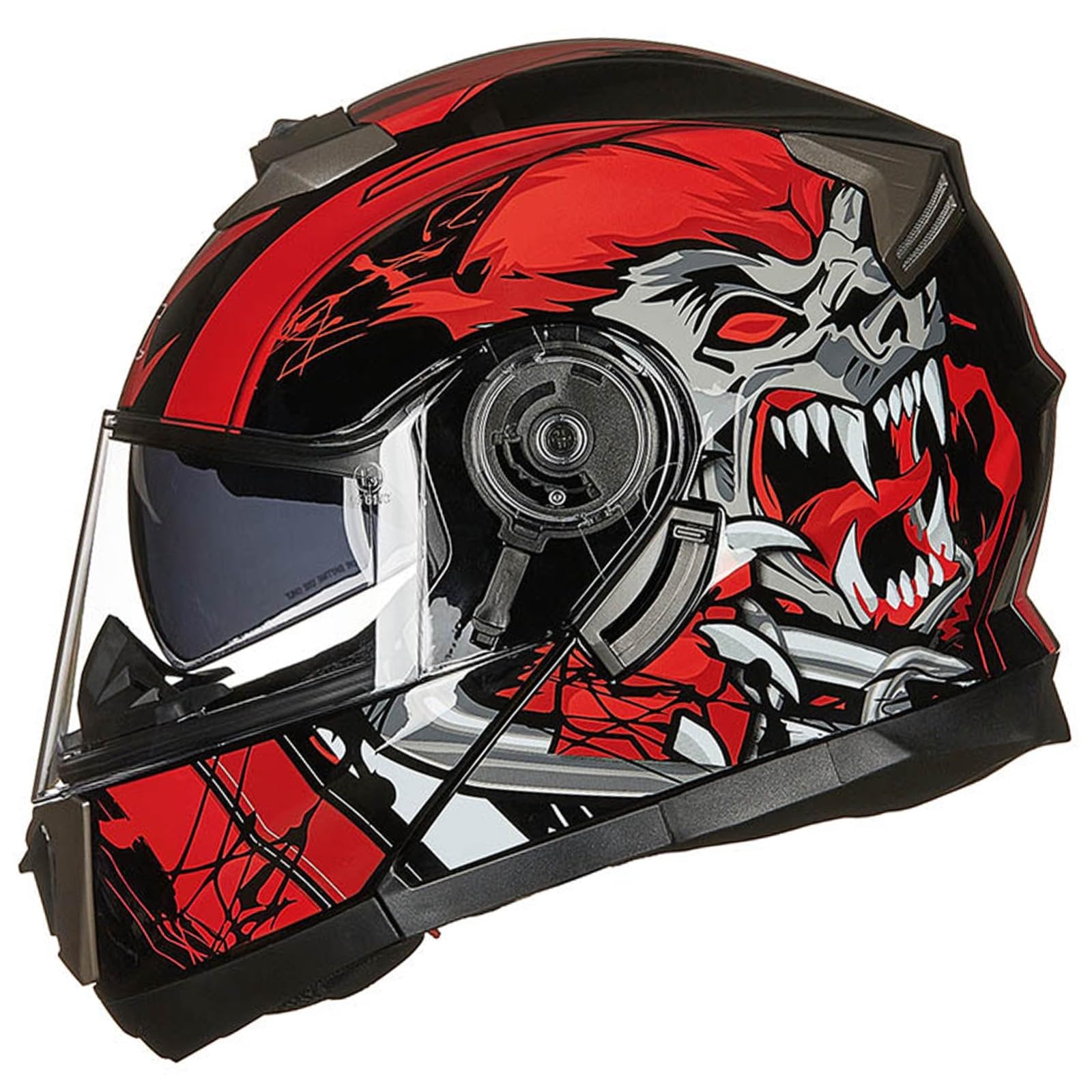 Integrierter Modularer Motorradhelm Mit Klappfront, Modularer Motorrad-Crashhelm, DOT/ECE-Zugelassener Motorradhelm Mit Klappfront Und Doppelvisier Für Männer Und Frauen J,M/57-58CM von Caimcie