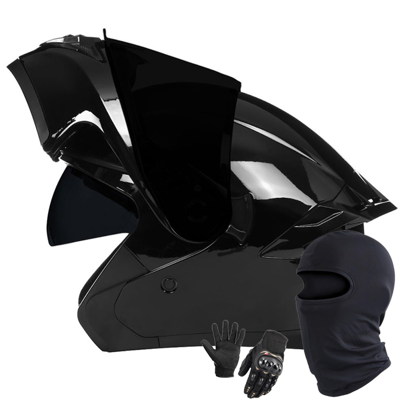 Klappbarer Integralhelm Für Motorradfahrer Integrierter Motorradhelm Mit Doppelvisier DOT/ECE-Zugelassener Hochklappbarer Fronthelm Für Erwachsene Männer Und Frauen A,L/59-60CM von Caimcie