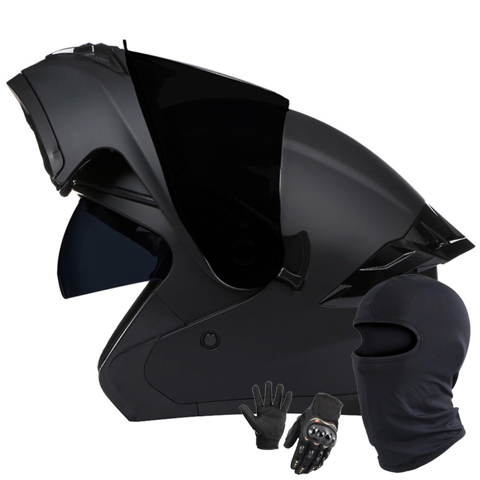 Klappbarer Integralhelm Für Motorradfahrer Integrierter Motorradhelm Mit Doppelvisier DOT/ECE-Zugelassener Hochklappbarer Fronthelm Für Erwachsene Männer Und Frauen C,L/59-60CM von Caimcie