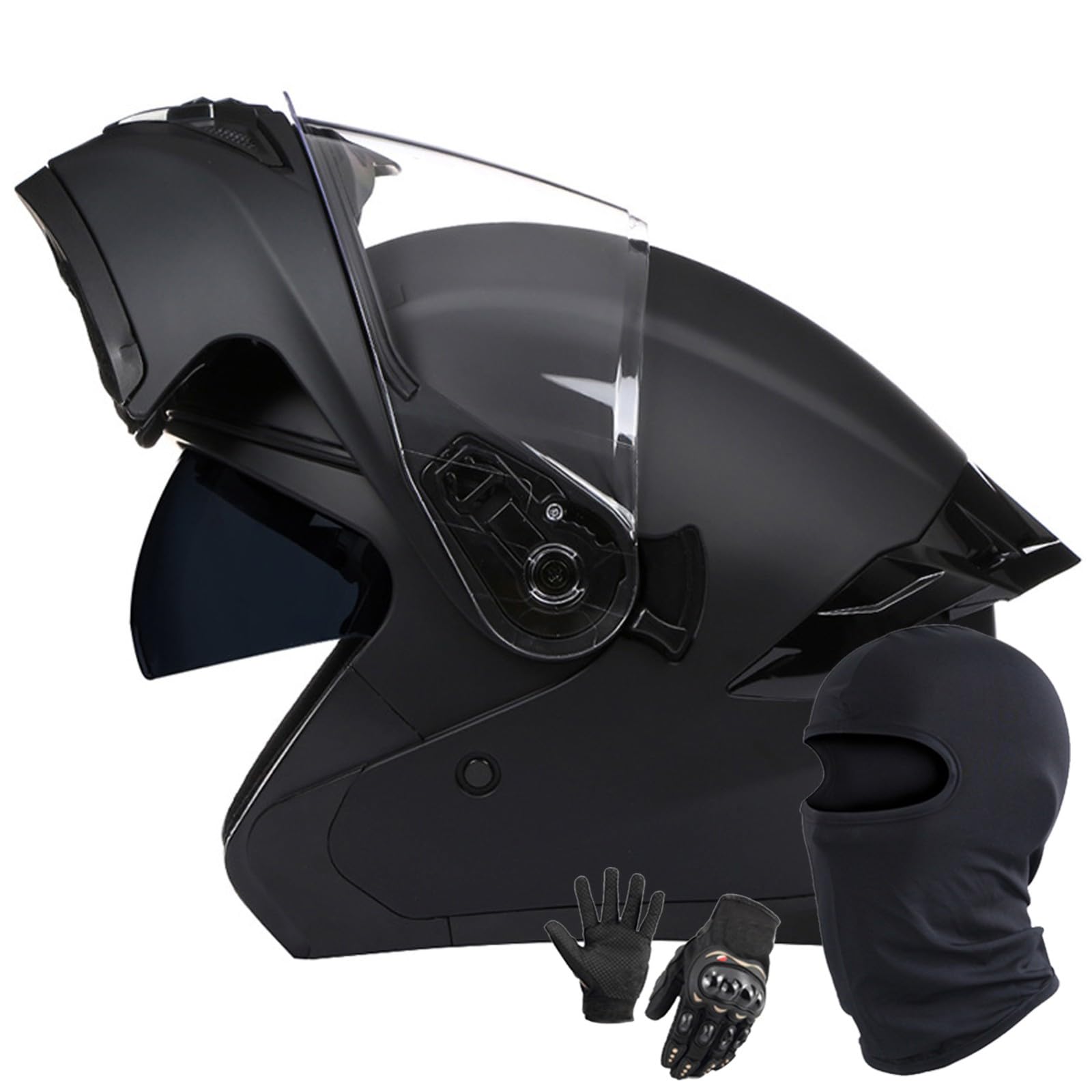 Klappbarer Integralhelm Für Motorradfahrer Integrierter Motorradhelm Mit Doppelvisier DOT/ECE-Zugelassener Hochklappbarer Fronthelm Für Erwachsene Männer Und Frauen D,M/57-58CM von Caimcie