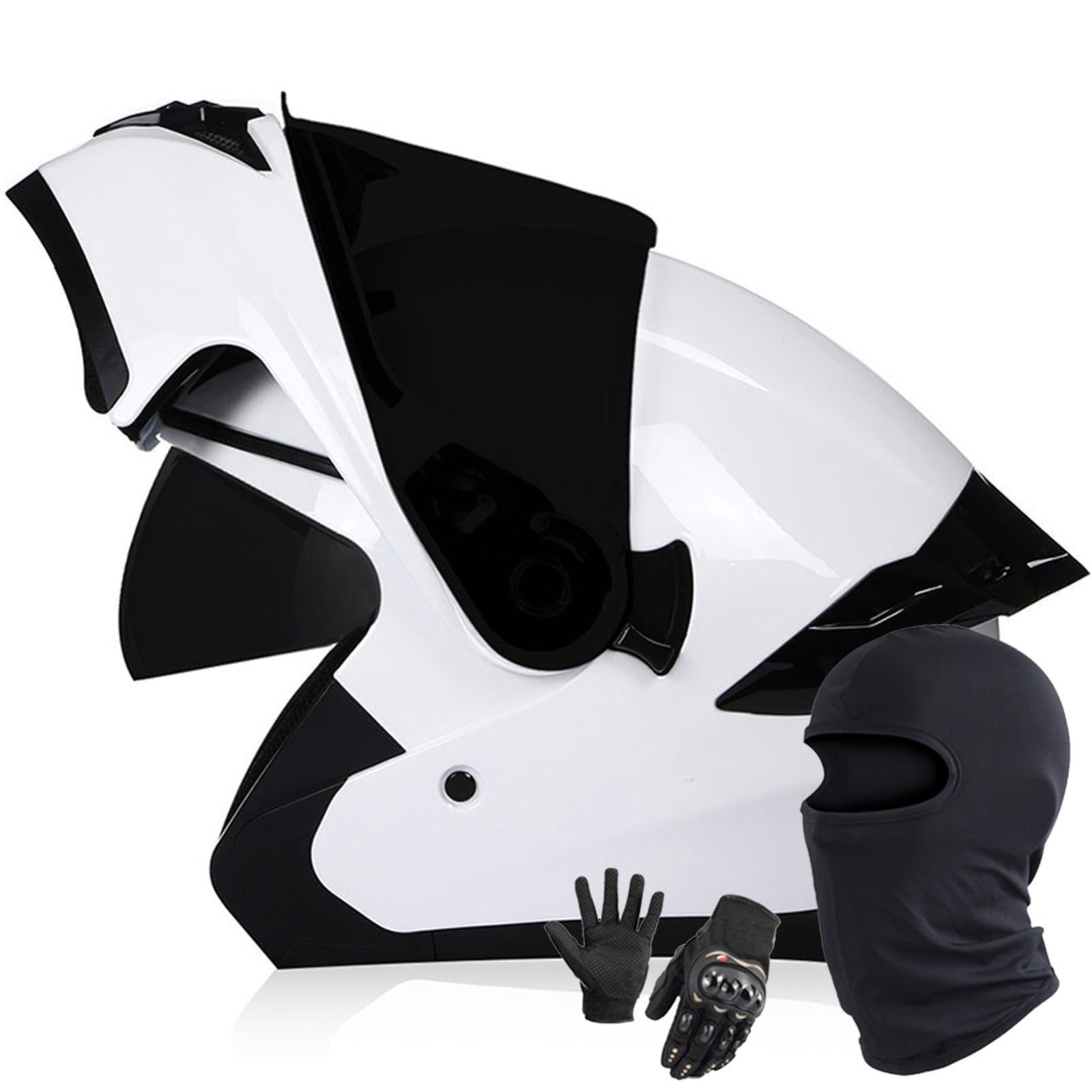 Klappbarer Integralhelm Für Motorradfahrer Integrierter Motorradhelm Mit Doppelvisier DOT/ECE-Zugelassener Hochklappbarer Fronthelm Für Erwachsene Männer Und Frauen E,L/59-60CM von Caimcie