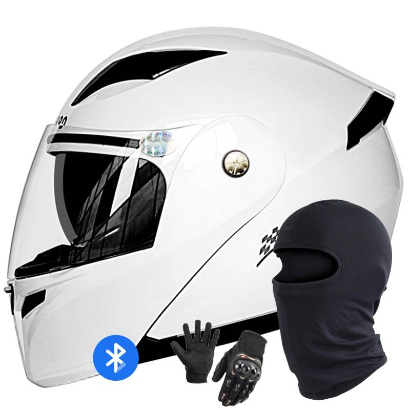 Klapphelm Mit Bluetooth Motorradhelm Motorrad Full Face Helm DOT/ECE Zertifiziert Modularer Integralhelm Mit Doppelvisier Integriert Motorradhelm for Damen Und Herren D,M/57-58CM von Caimcie