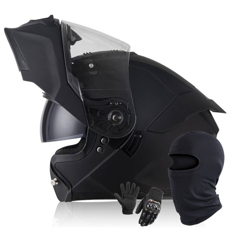 Modularer Klapphelm Für Motorradfahrer DOT/ECE-Geprüfter Integralhelm Mit Integriertem Doppelvisier Für Erwachsene Männer Und Frauen A,L/59-60CM von Caimcie