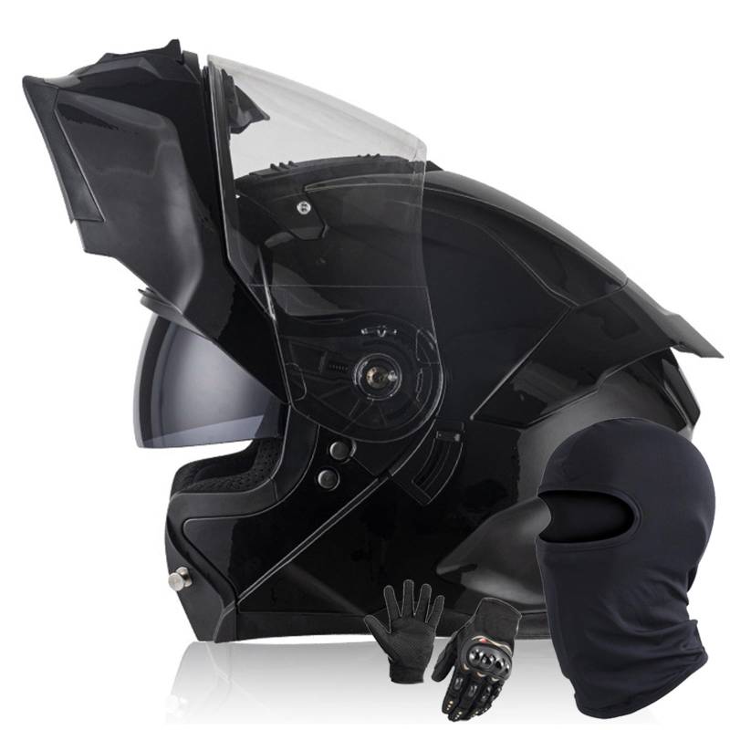 Modularer Klapphelm Für Motorradfahrer DOT/ECE-Geprüfter Integralhelm Mit Integriertem Doppelvisier Für Erwachsene Männer Und Frauen B,L/59-60CM von Caimcie