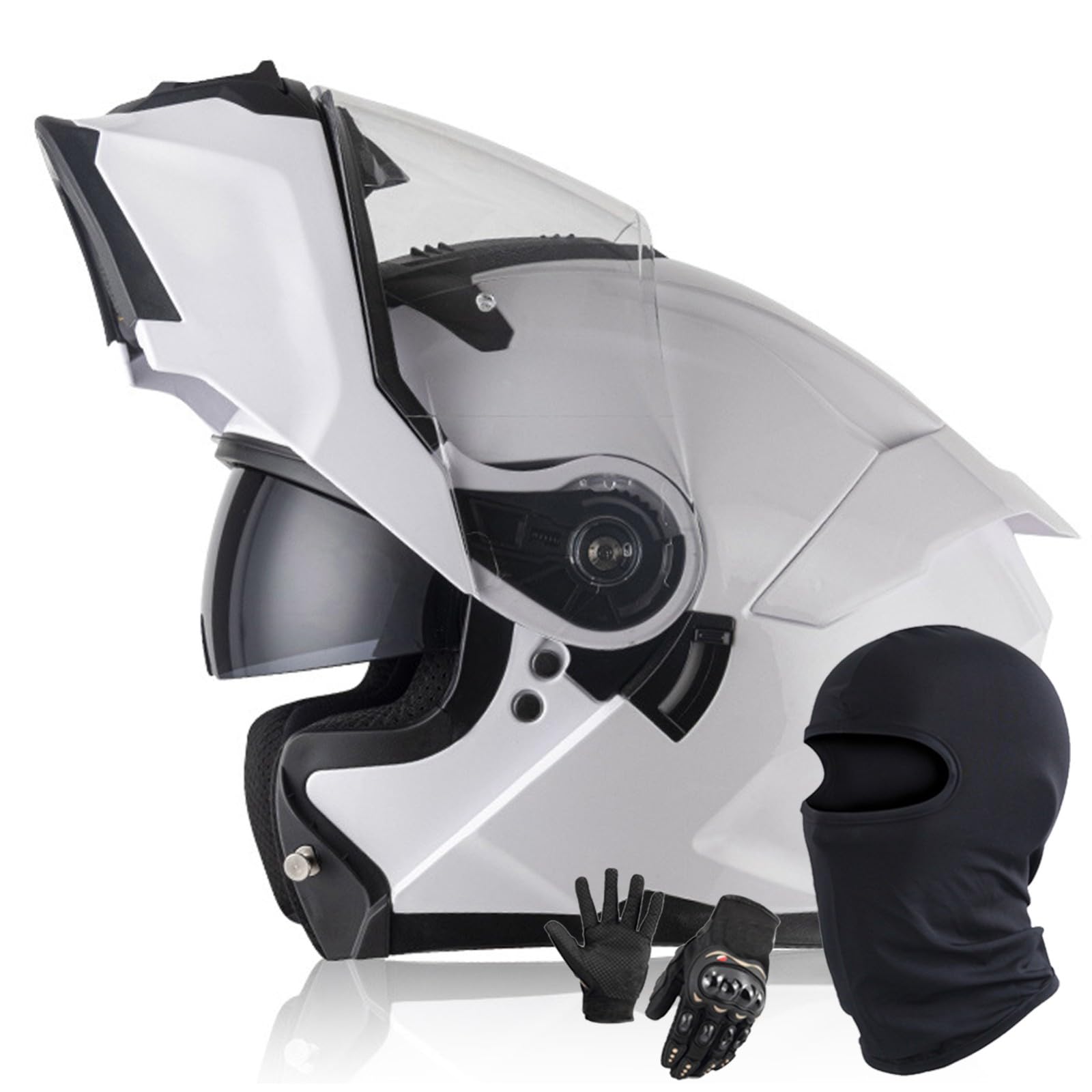 Modularer Klapphelm Für Motorradfahrer DOT/ECE-Geprüfter Integralhelm Mit Integriertem Doppelvisier Für Erwachsene Männer Und Frauen D,L/59-60CM von Caimcie