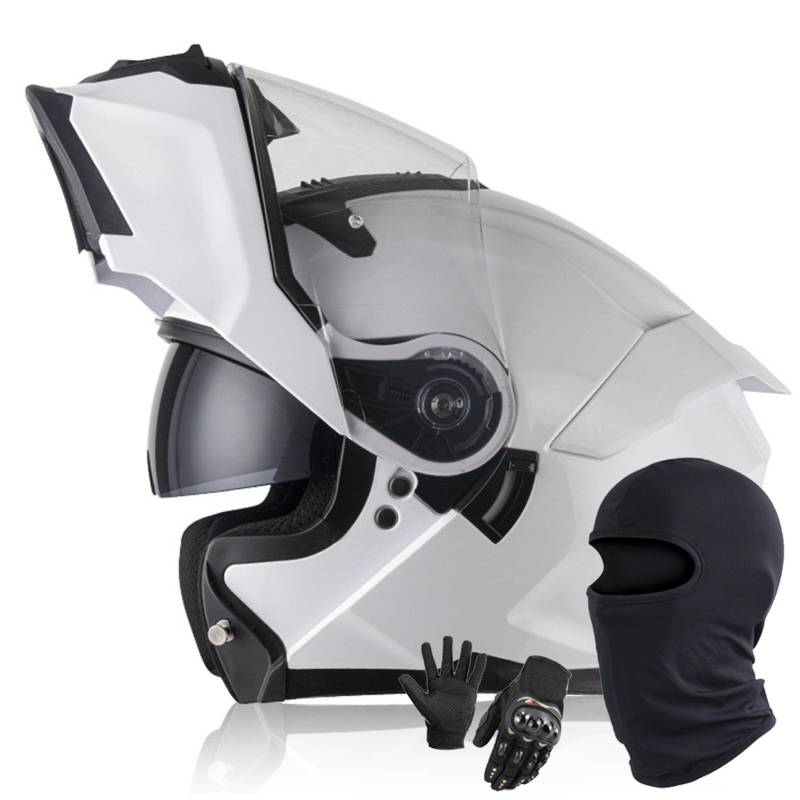 Modularer Klapphelm Für Motorradfahrer DOT/ECE-Geprüfter Integralhelm Mit Integriertem Doppelvisier Für Erwachsene Männer Und Frauen D,XXL/63-64CM von Caimcie