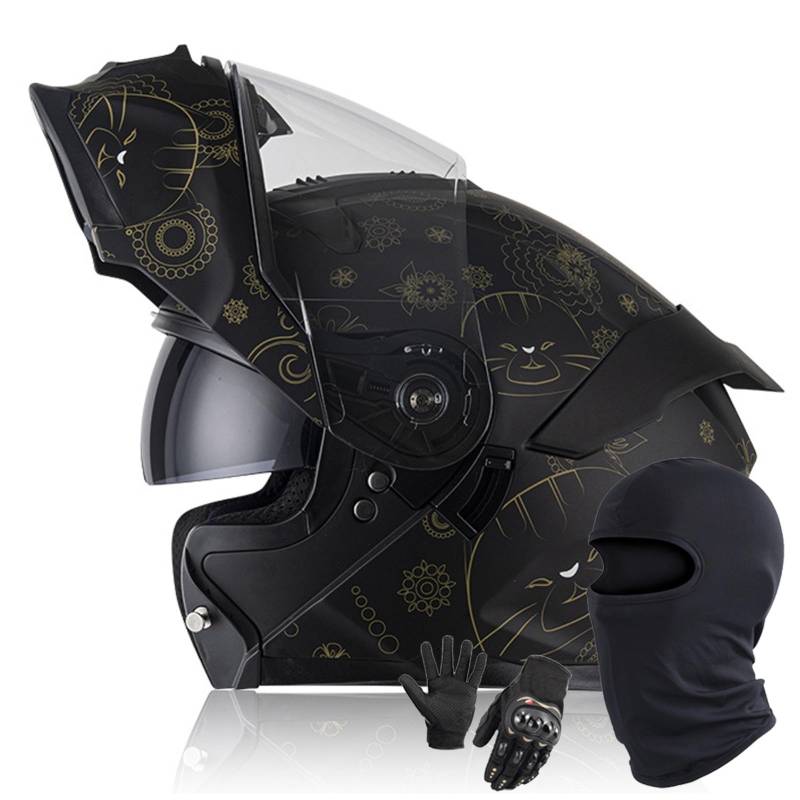 Modularer Klapphelm Für Motorradfahrer DOT/ECE-Geprüfter Integralhelm Mit Integriertem Doppelvisier Für Erwachsene Männer Und Frauen G,L/59-60CM von Caimcie