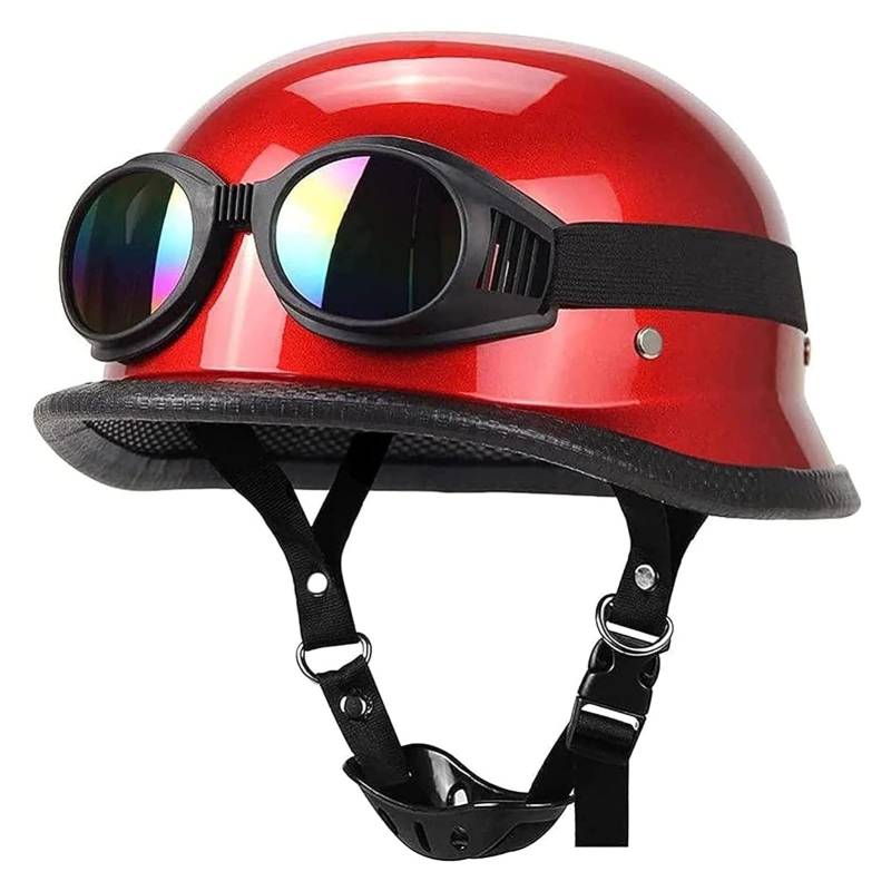 Motorrad-Halbhelm Retro-Stil Offener Motorradhelm Halbschalenhelm DOT/ECE-Geprüfter Motorradhelm Jethelm Sturzhelm Für Männer Und Frauen C,L/59-60CM von Caimcie