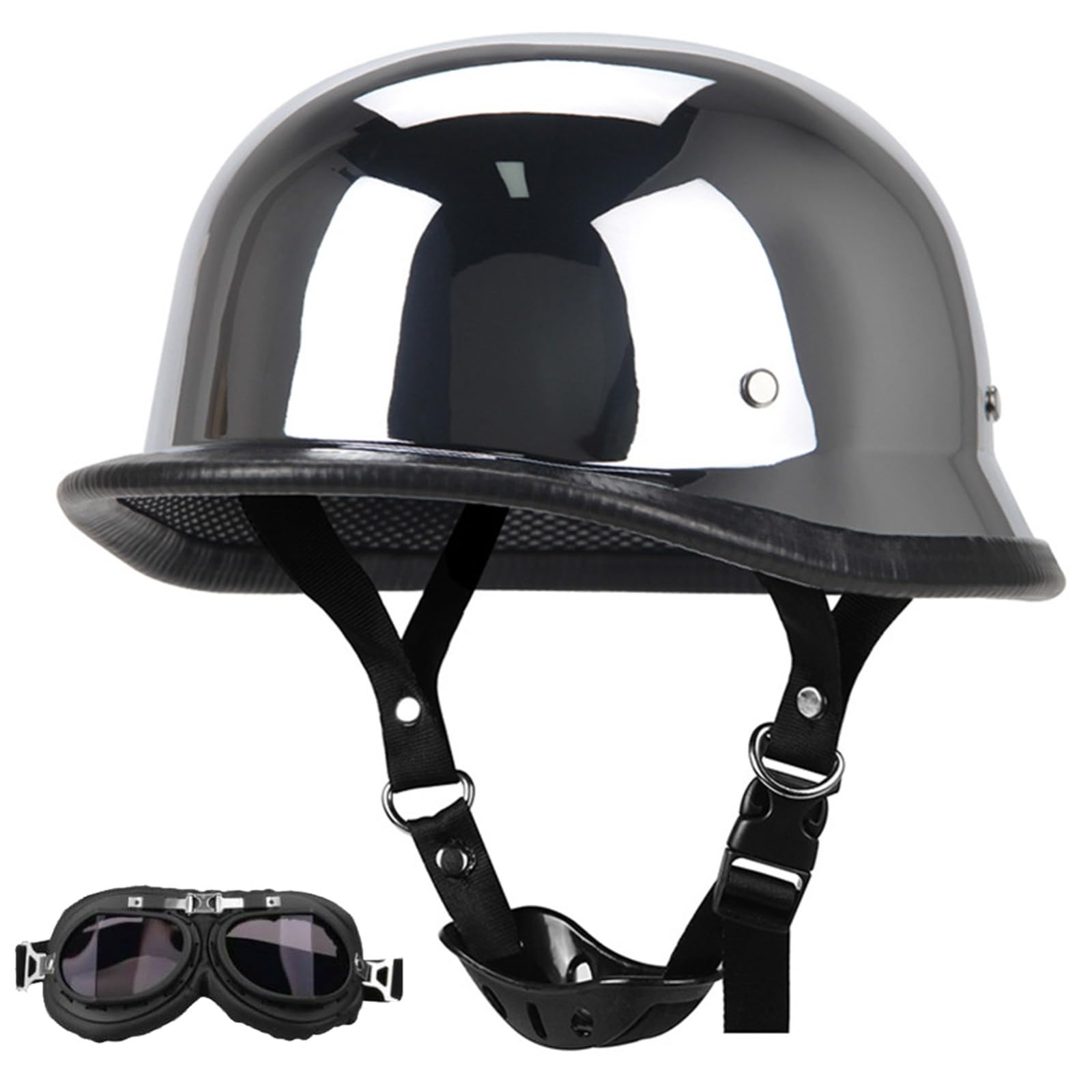 Motorrad-Halbhelm Retro-Stil Offener Motorradhelm Halbschalenhelm DOT/ECE-Geprüfter Motorradhelm Jethelm Sturzhelm Für Männer Und Frauen D,XXL/63-64CM von Caimcie