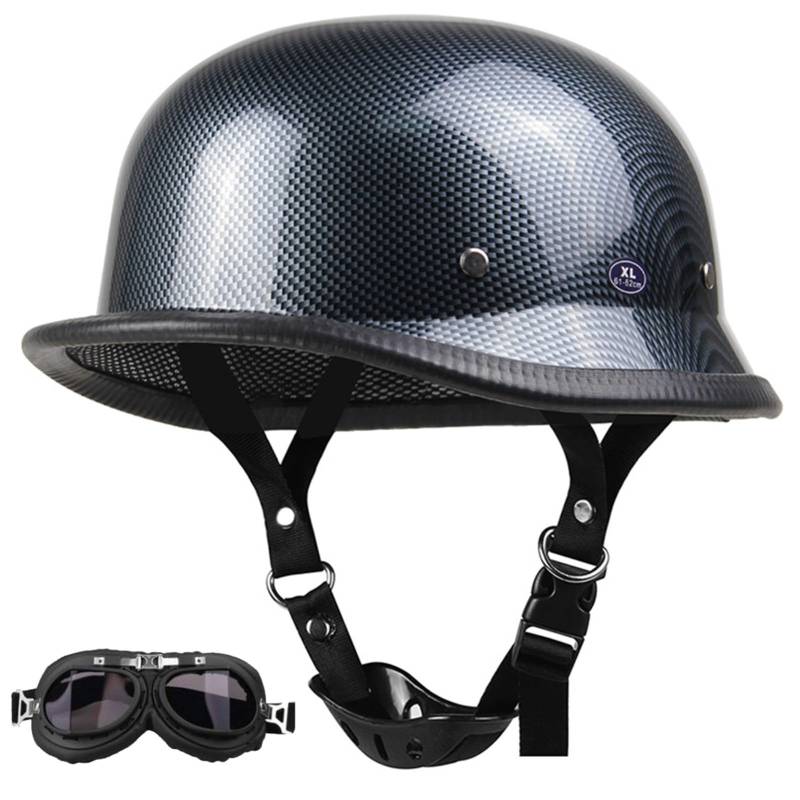 Motorrad-Halbhelm Retro-Stil Offener Motorradhelm Halbschalenhelm DOT/ECE-Geprüfter Motorradhelm Jethelm Sturzhelm Für Männer Und Frauen E,L/59-60CM von Caimcie