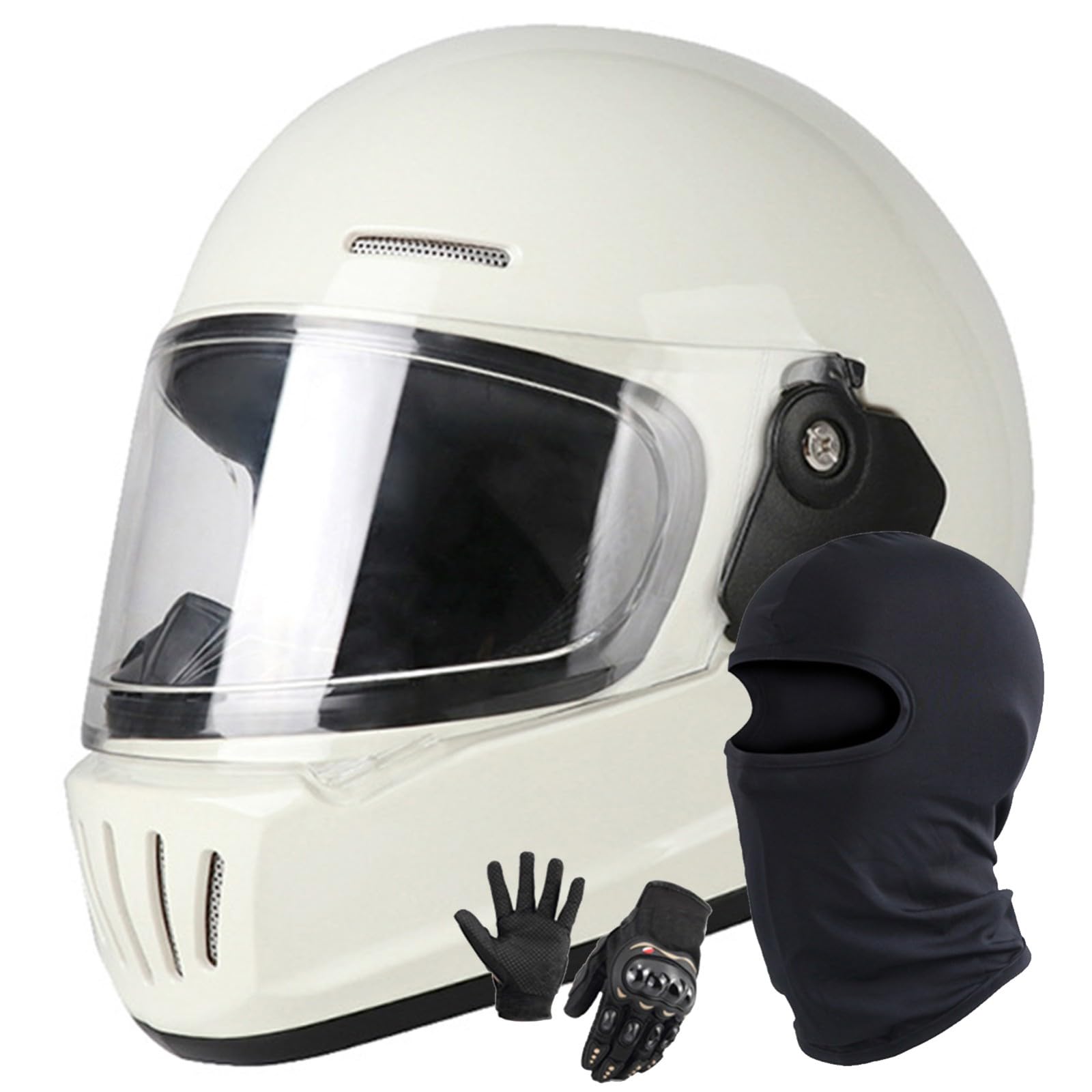 Motorrad-Integralhelm, ECE/DOT-Geprüft, Leicht, Straßenrad-Motorrad-Rennhelm Mit Visier, Integralhelme Für Männer Und Frauen A,XL/59-60CM von Caimcie