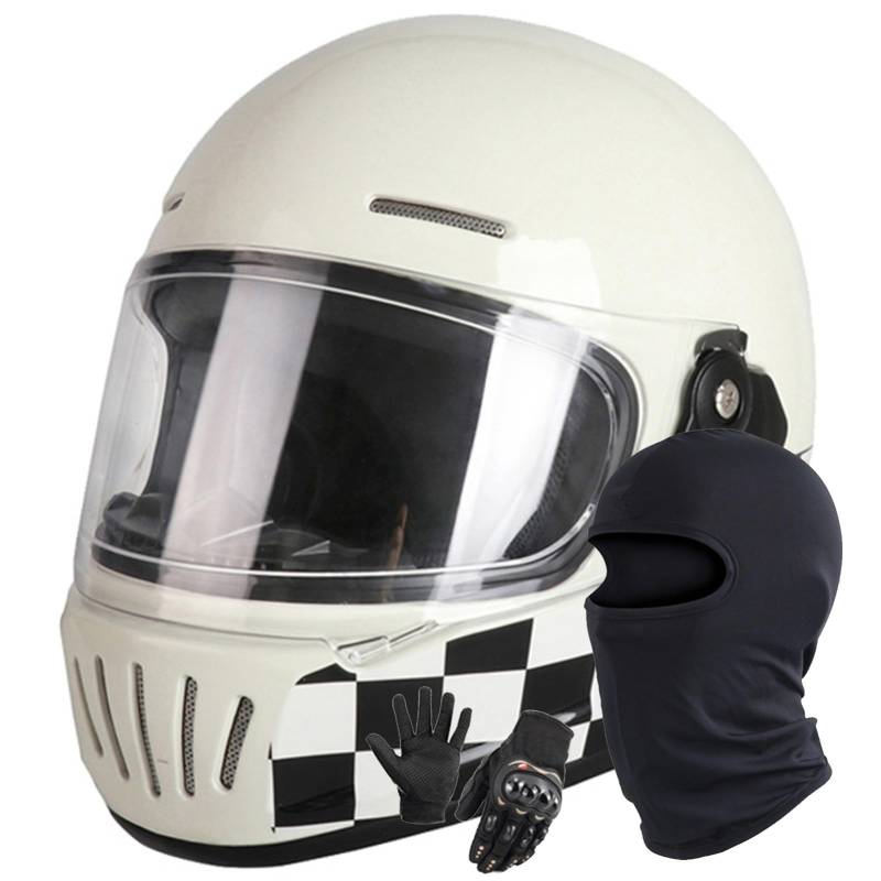 Motorrad-Integralhelm, ECE/DOT-Geprüft, Leicht, Straßenrad-Motorrad-Rennhelm Mit Visier, Integralhelme Für Männer Und Frauen B,XXL/61-62CM von Caimcie