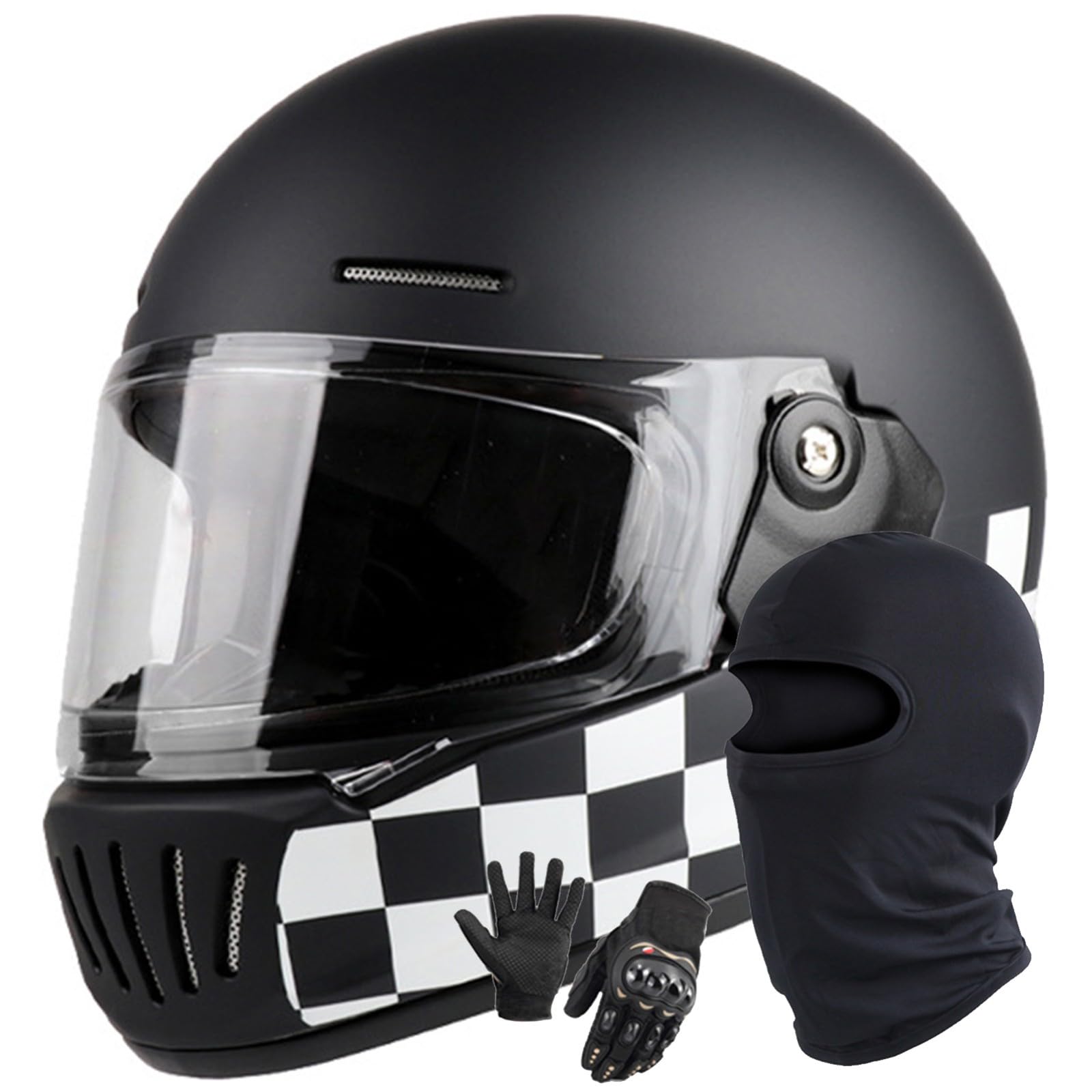 Motorrad-Integralhelm, ECE/DOT-Geprüft, Leicht, Straßenrad-Motorrad-Rennhelm Mit Visier, Integralhelme Für Männer Und Frauen E,L/57-58CM von Caimcie