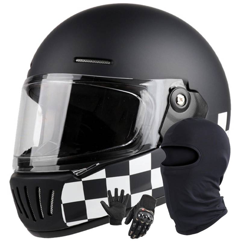 Motorrad-Integralhelm, ECE/DOT-Geprüft, Leicht, Straßenrad-Motorrad-Rennhelm Mit Visier, Integralhelme Für Männer Und Frauen E,XL/59-60CM von Caimcie