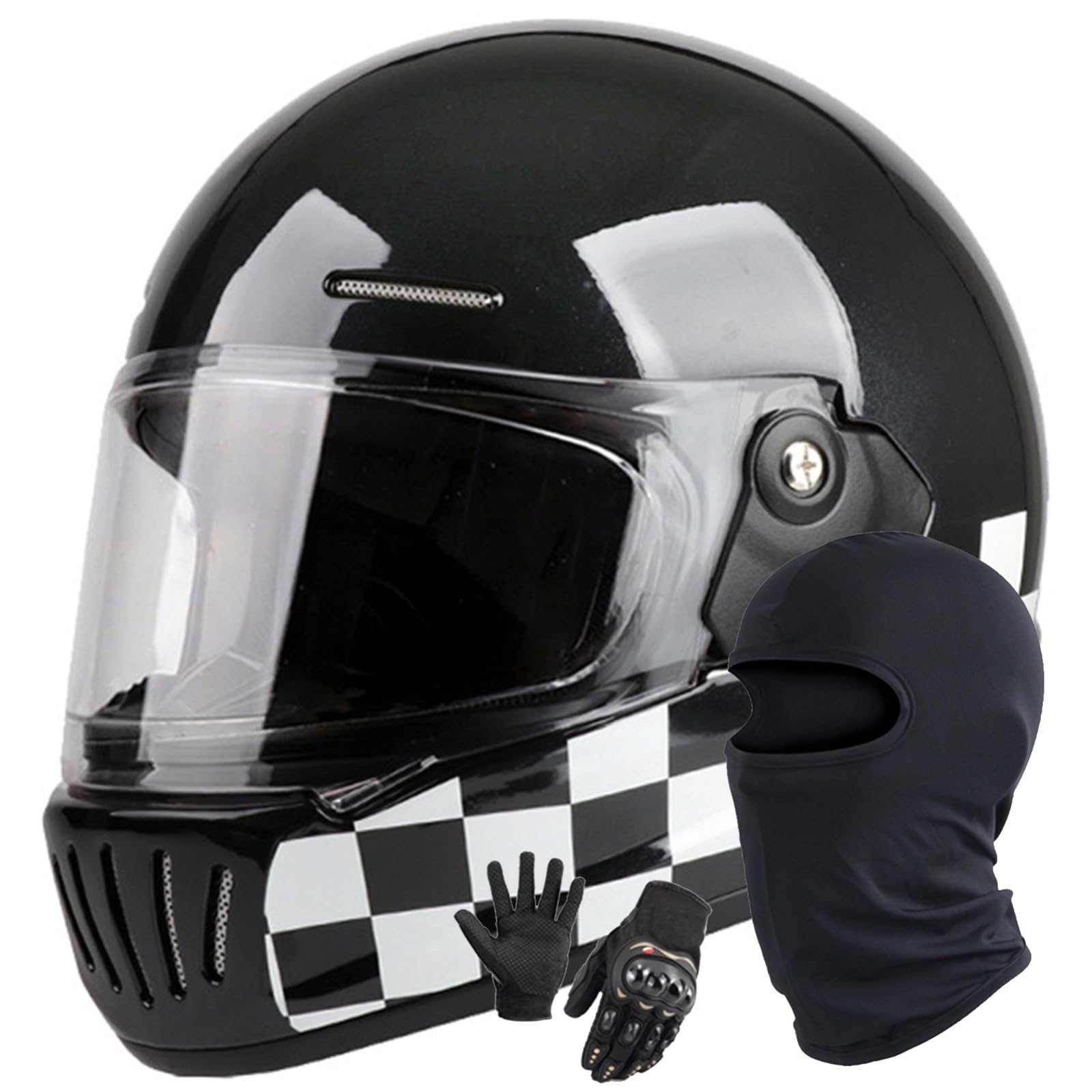 Motorrad-Integralhelm, ECE/DOT-Geprüft, Leicht, Straßenrad-Motorrad-Rennhelm Mit Visier, Integralhelme Für Männer Und Frauen H,L/57-58CM von Caimcie