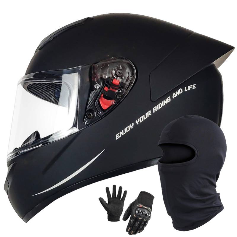 Motorrad Motorradhelm Integrierter Helm Rollerhelm Helm Mit Visier DOT/ECE Zertifiziert Moped Full Face Helm Rollerhelm Für Damen Herren B,L/58-59CM von Caimcie