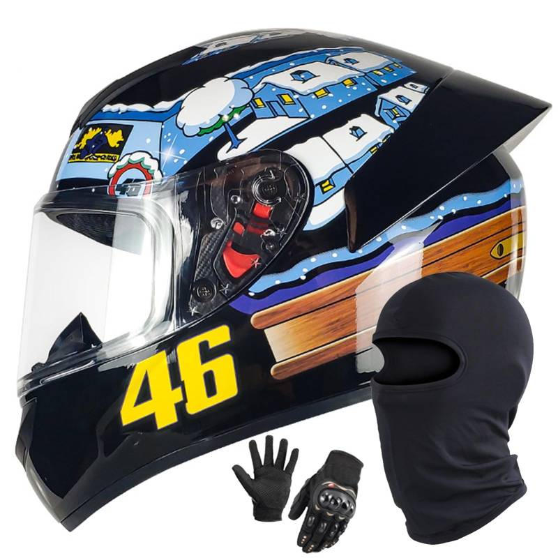 Motorrad Motorradhelm Integrierter Helm Rollerhelm Helm Mit Visier DOT/ECE Zertifiziert Moped Full Face Helm Rollerhelm Für Damen Herren F,L/58-59CM von Caimcie