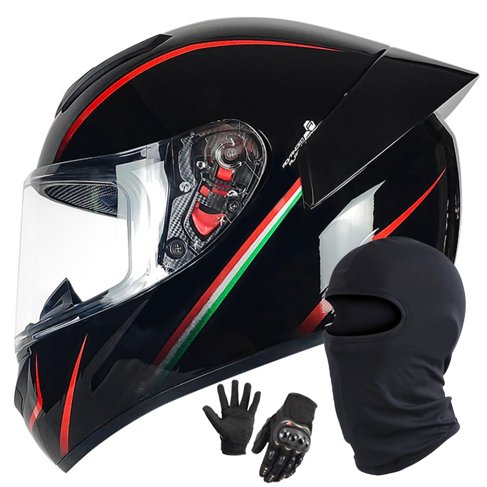 Motorrad Motorradhelm Integrierter Helm Rollerhelm Helm Mit Visier DOT/ECE Zertifiziert Moped Full Face Helm Rollerhelm Für Damen Herren G,L/58-59CM von Caimcie