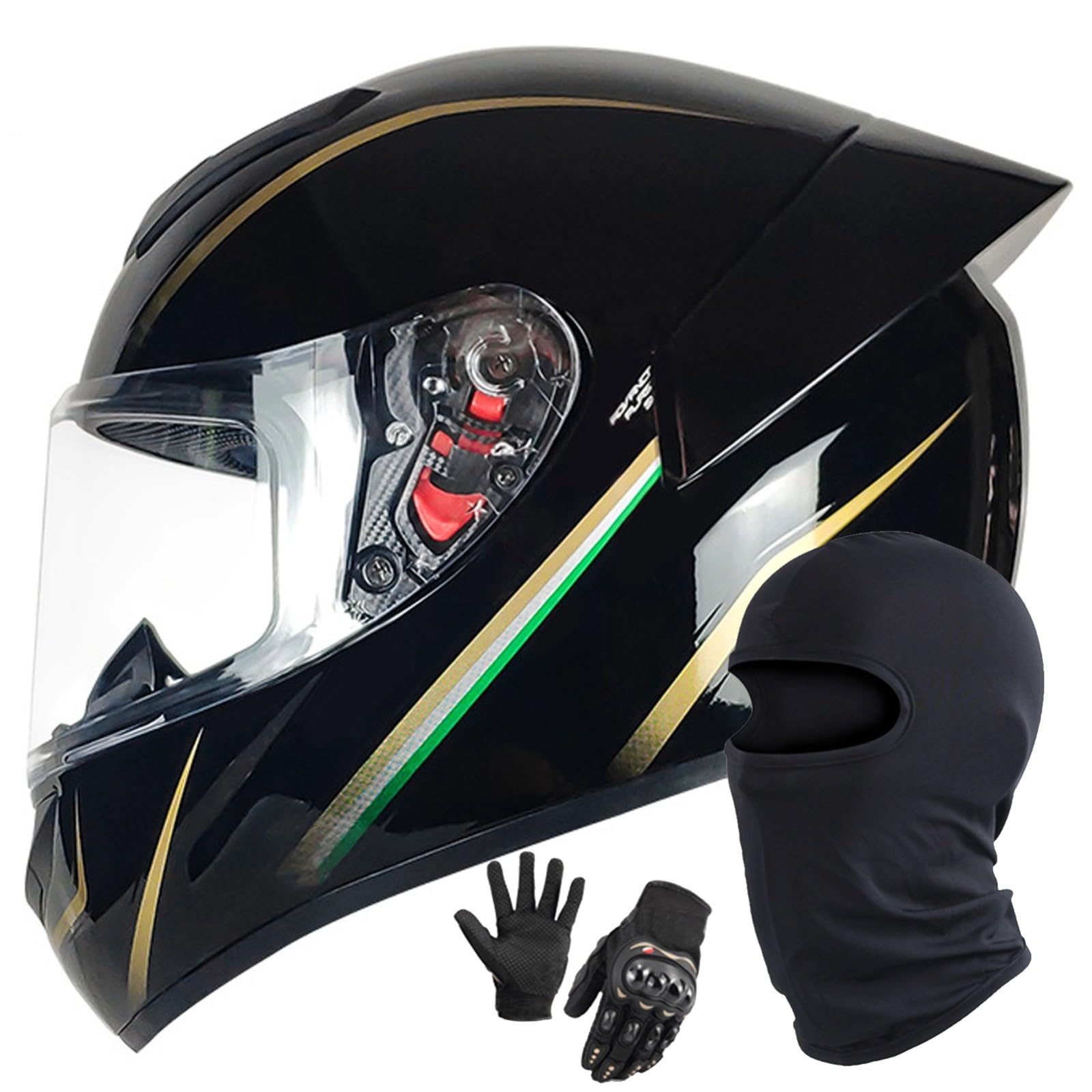 Motorrad Motorradhelm Integrierter Helm Rollerhelm Helm Mit Visier DOT/ECE Zertifiziert Moped Full Face Helm Rollerhelm Für Damen Herren H,L/58-59CM von Caimcie