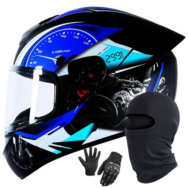 Motorrad Motorradhelm Integrierter Helm Rollerhelm Helm Mit Visier DOT/ECE Zertifiziert Moped Full Face Helm Rollerhelm Für Damen Herren J,L/58-59CM von Caimcie