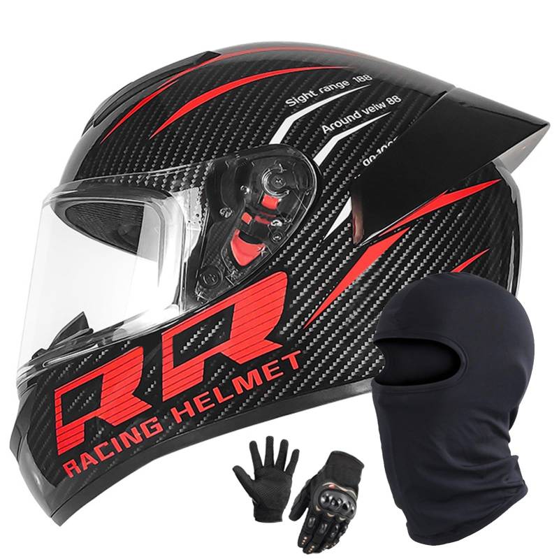 Motorrad Motorradhelm Integrierter Helm Rollerhelm Helm Mit Visier DOT/ECE Zertifiziert Moped Full Face Helm Rollerhelm Für Damen Herren L,L/58-59CM von Caimcie